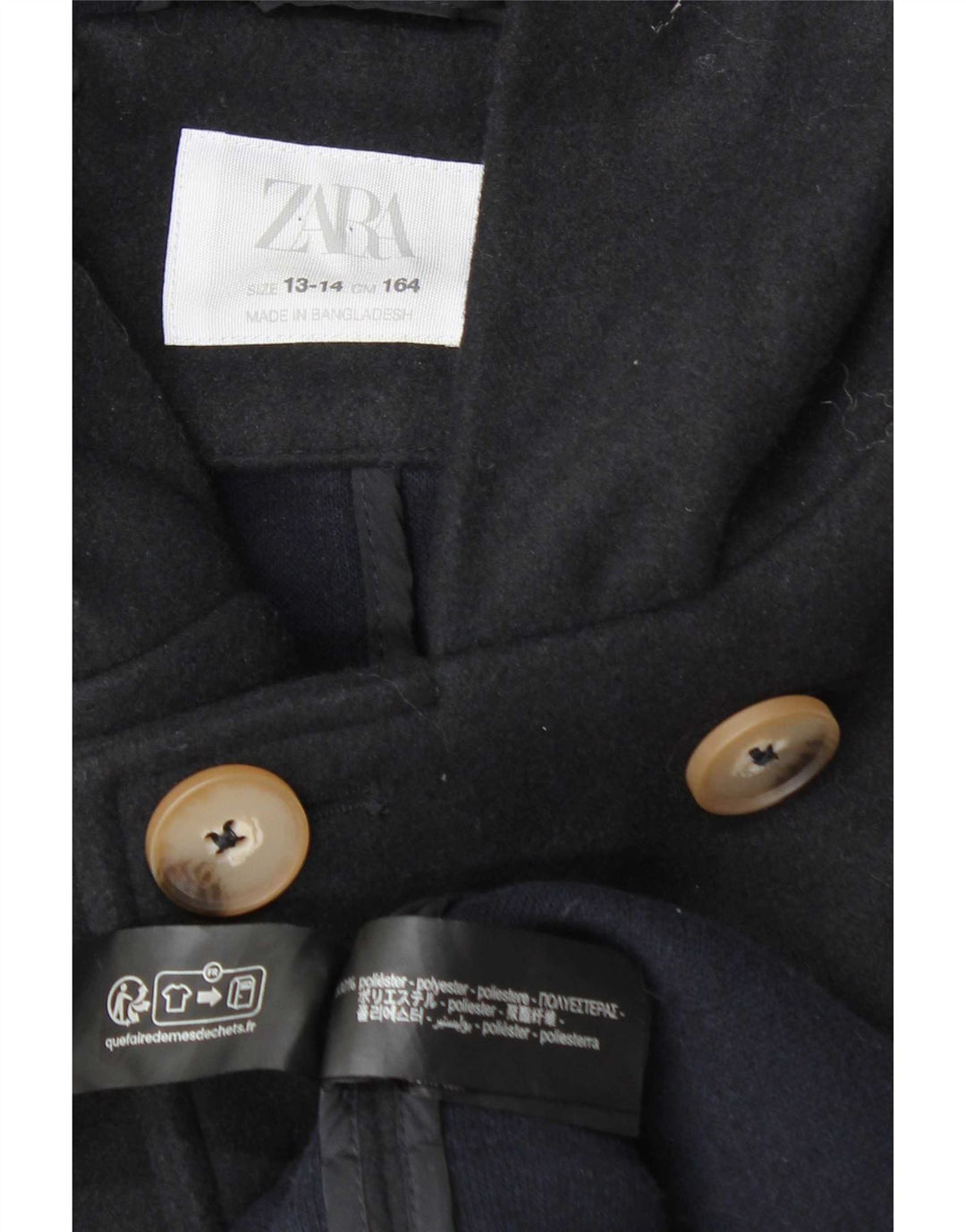 Παλτό Zara Girls Hooded Double Breasted 13-14 Years Navy Blue Polyester