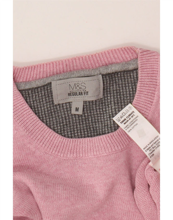 Ανδρικό πουλόβερ Marks & Spencer Regular Fit Crew Neck Jumper Medium Pink