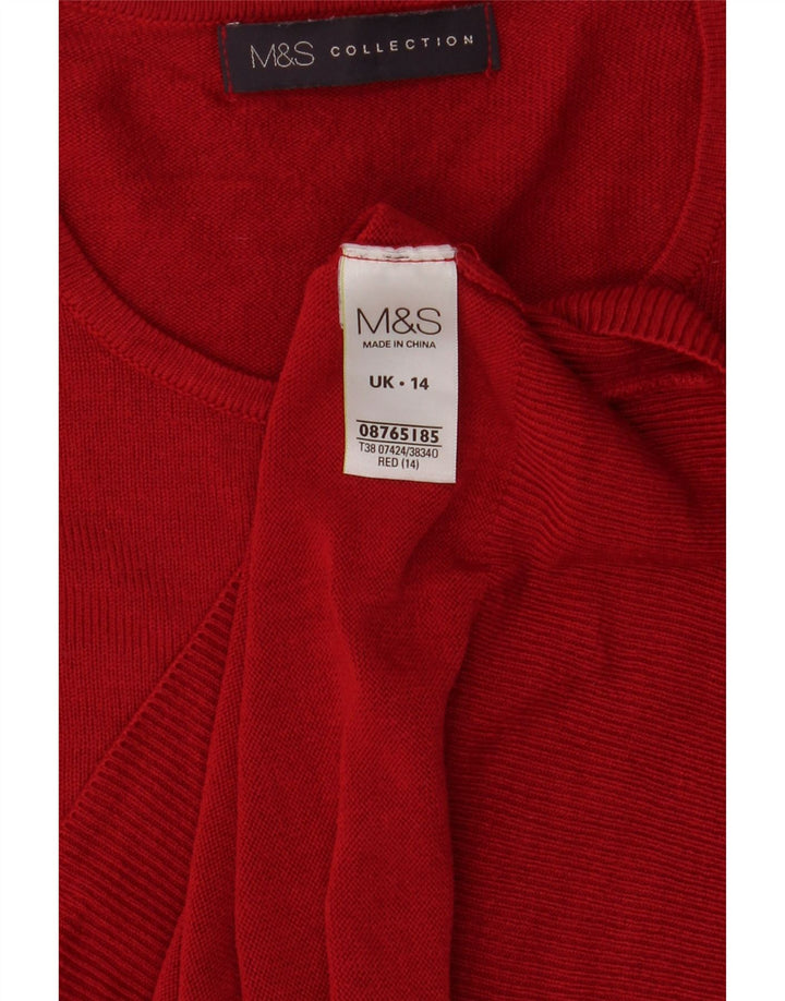 Marks & Spencer Γυναικείο πουλόβερ με λαιμόκοψη UK 14 Large Red