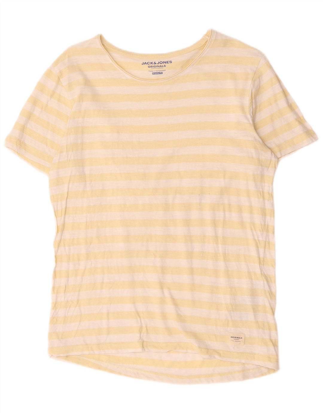 Jack & Jones Ανδρικό T-Shirt Μπλουζάκι από μεσαίο κίτρινο βαμβακερό ριγέ