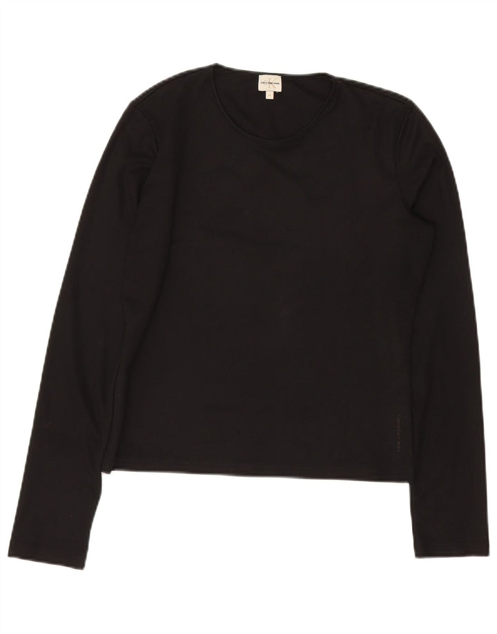 CALVIN KLEIN Womens Crop Top UK 12 Medium Black