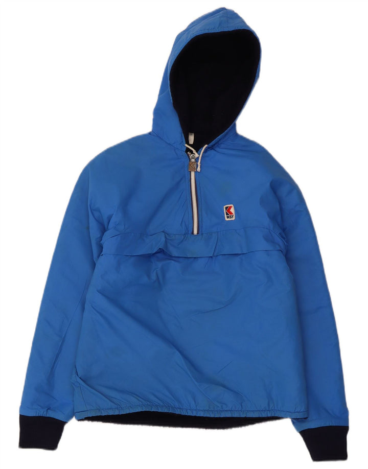 K-Way Boys Hooded Anorak Jacket 7-8 Years Blue Polyamide