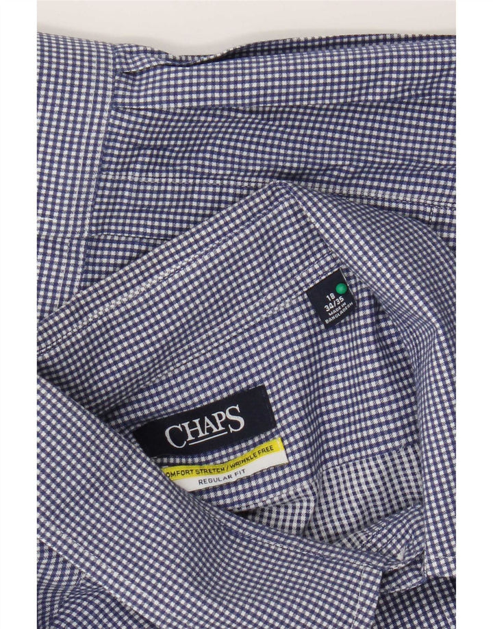 Ανδρικό πουκάμισο Chaps Regular Fit Size 18 2XL Blue Gingham Cotton