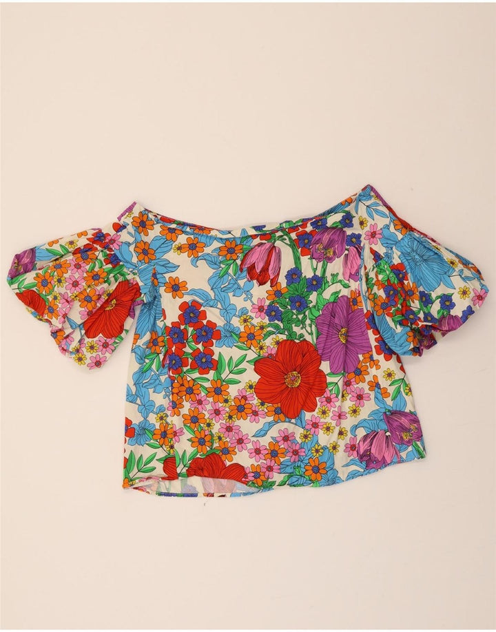 H&M Womens Crop Off Shoulder Top US 12 Large Multicoloured Floral Cotton Vintage H&M and Second-Hand H&M from Messina Hembry 