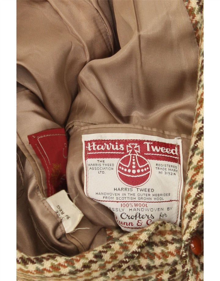 Ανδρικό μπουφάν Harris Tweed με 3 κουμπιά σακάκι UK 36 Small Green Houndstooth Wool