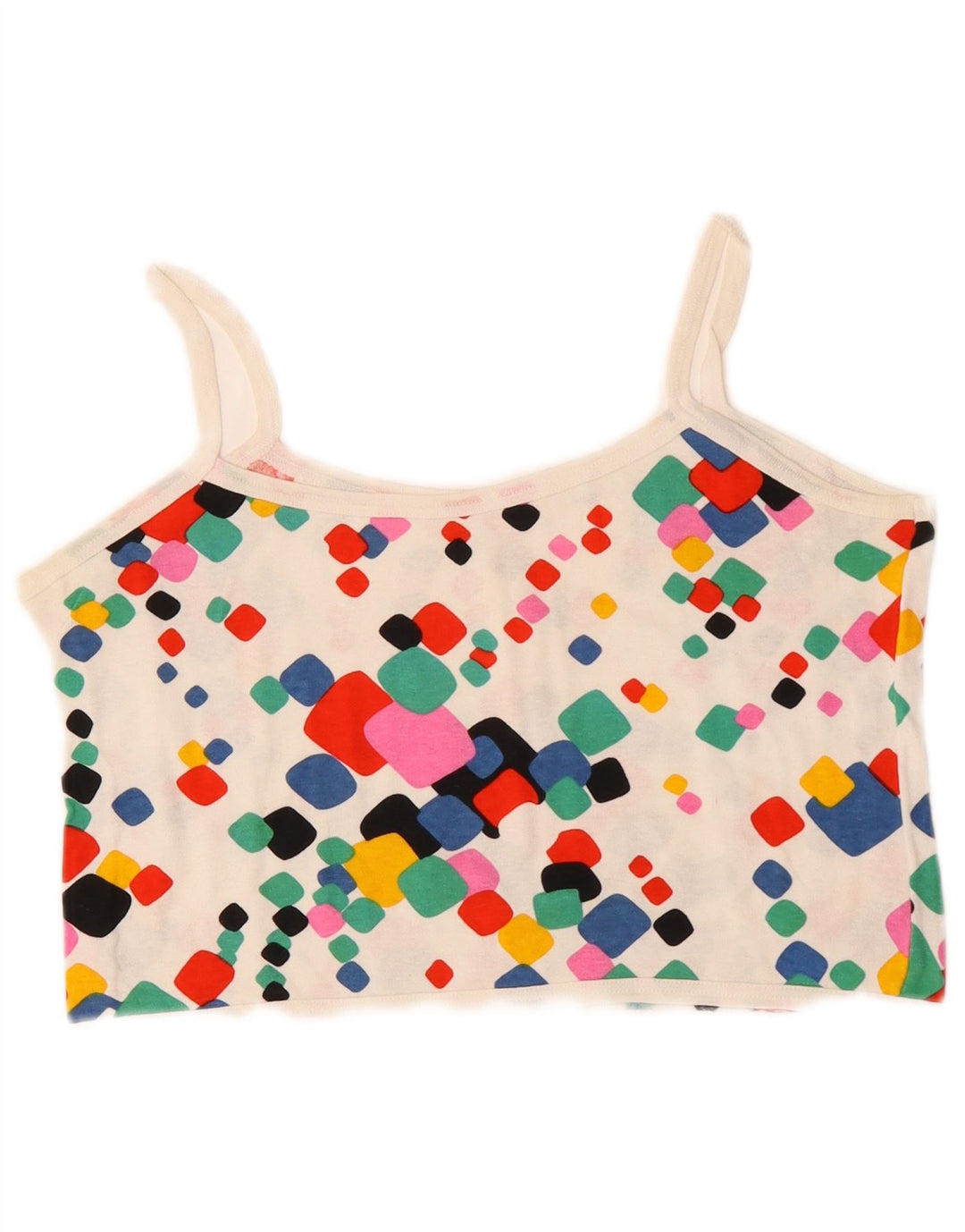 VINTAGE Γυναικείο Crop Cami Top UK 10 Μικρά Πολύχρωμα Γεωμετρικά