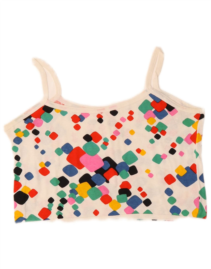 VINTAGE Γυναικείο Crop Cami Top UK 10 Μικρά Πολύχρωμα Γεωμετρικά