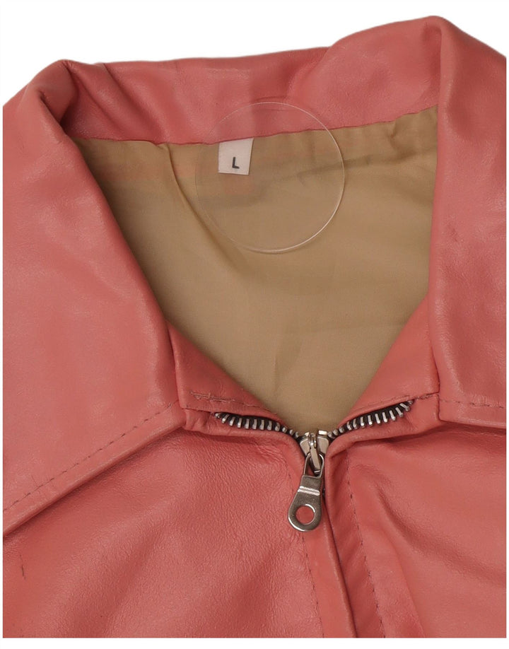 Vintage Γυναικείο Δερμάτινο Μπουφάν UK 14 Large Pink