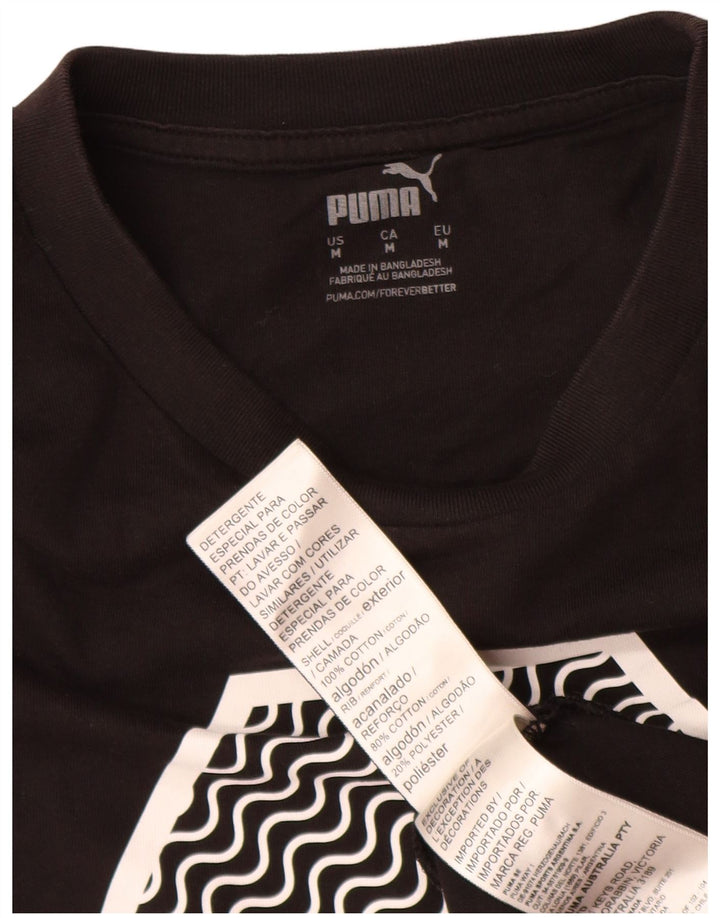 Ανδρικό γραφικό μπλουζάκι Puma, μεσαίο μαύρο βαμβακερό