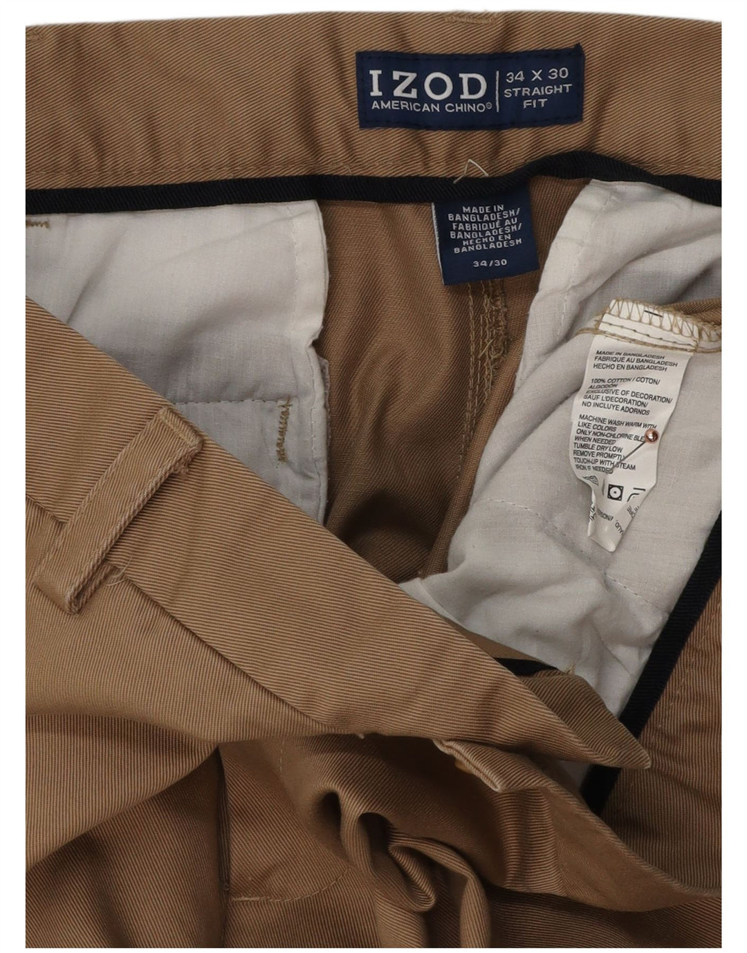 Ανδρικό ίσιο παντελόνι Chino IZOD W3 L30 Καφέ Βαμβακερό