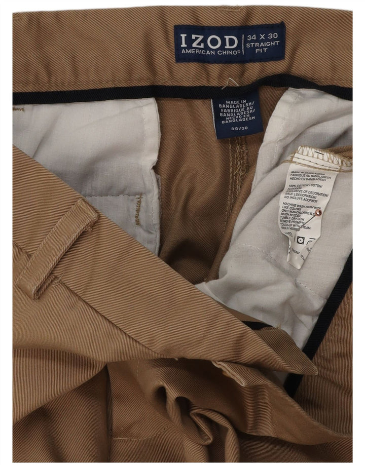 Ανδρικό ίσιο παντελόνι Chino IZOD W3 L30 Καφέ Βαμβακερό