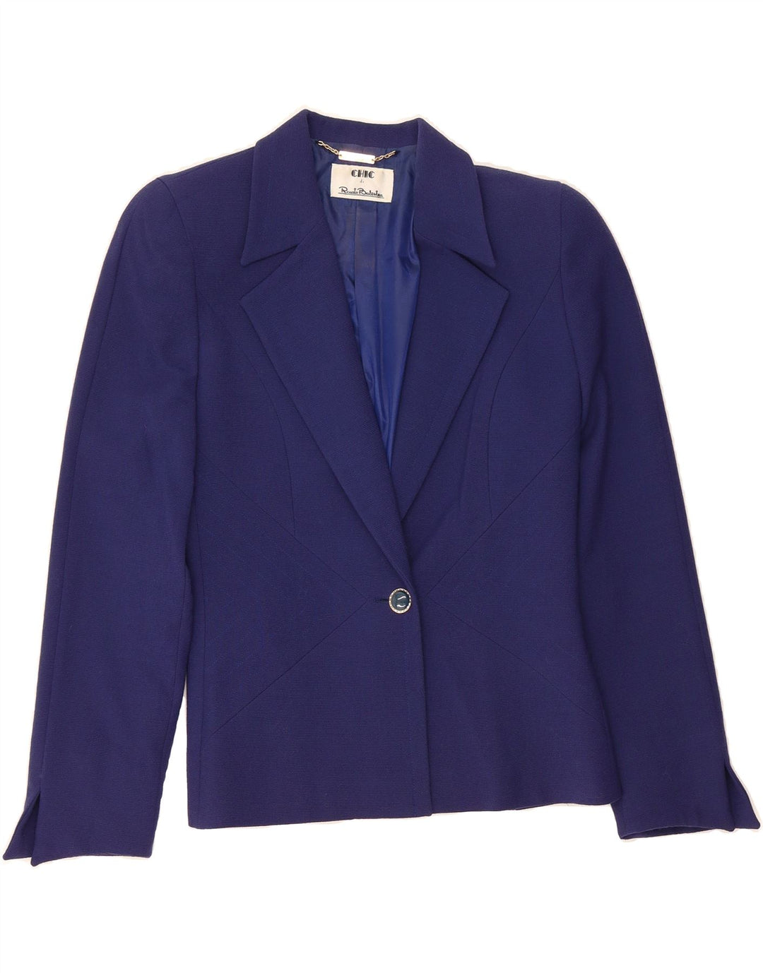 RENATO BALESTRA Womens 1 Button Blazer Jacket IT 42 Medium Navy Blue Wool Vintage Renato Balestra and Second-Hand Renato Balestra from Messina Hembry 