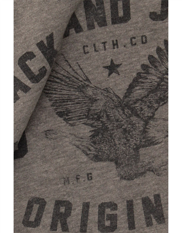 Jack & Jones Ανδρικό γραφικό φούτερ Jumper Μικρό γκρι βαμβακερό