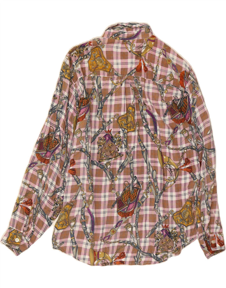 HANAITI Womens Riding Abstract Pattern Shirt UK 14 Medium Purple Vintage HANAITI and Second-Hand HANAITI from Messina Hembry 