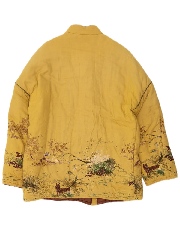 Vintage γυναικείο μπουφάν UK 16 Large Yellow Animal Print Polyester