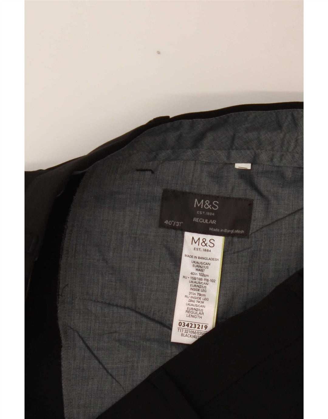 Marks & Spencer Ανδρικό κανονικό παντελόνι W40 L31 Μαύρο πολυεστέρα