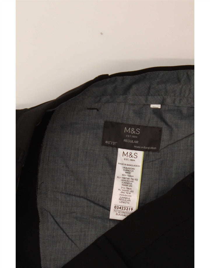 Marks & Spencer Ανδρικό κανονικό παντελόνι W40 L31 Μαύρο πολυεστέρα