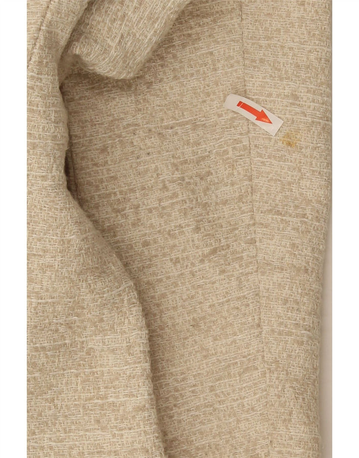 Zara Γυναικείο Open Blazer Jacket UK 12 Medium Beige Flecked Cotton