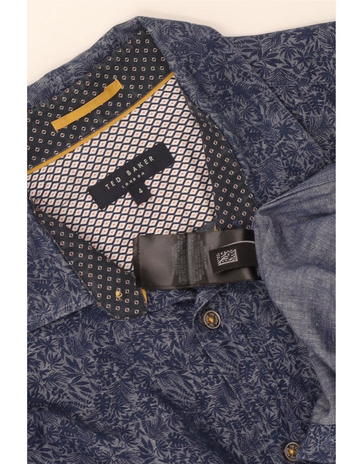 TED BAKER Ανδρικό πουκάμισο Νούμερο 4 Μεγάλο Μπλε Navy Floral Βαμβακερό