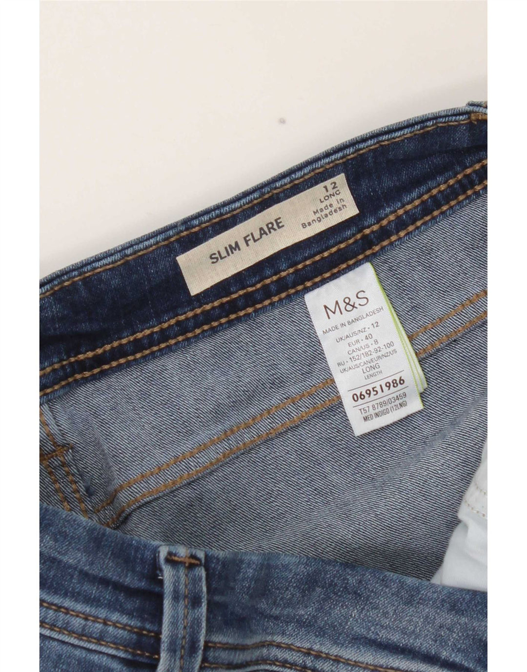 Marks & Spencer Γυναικεία μακρύ slim flared τζιν UK 12 Medium W28 L32 Blue