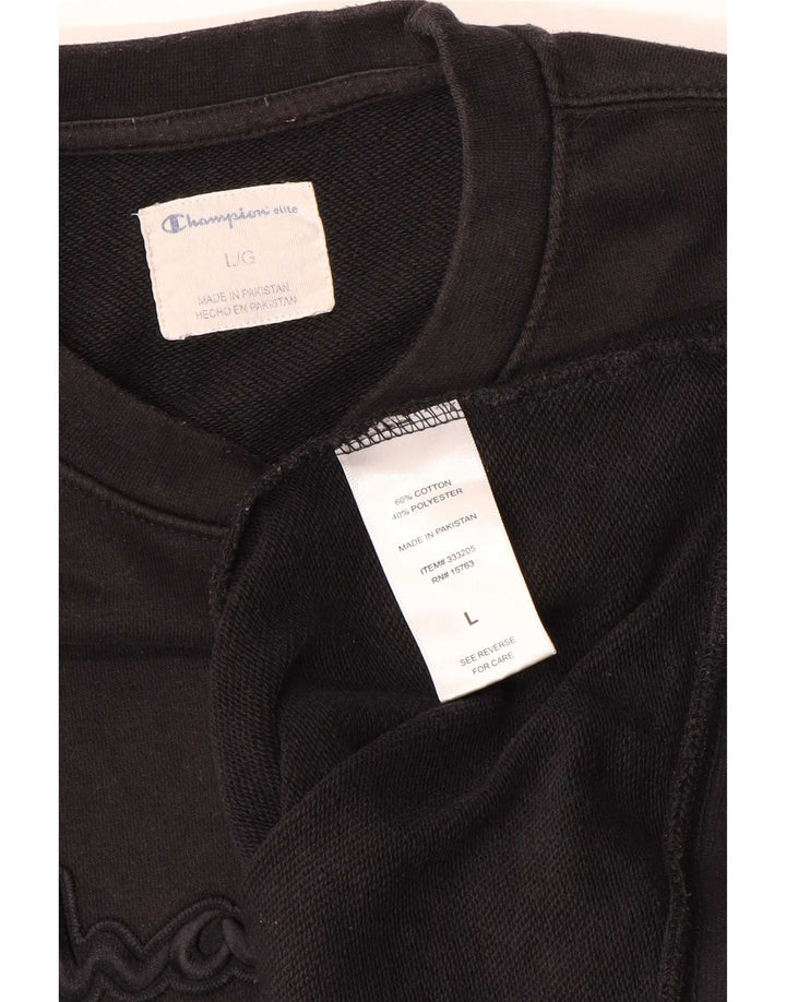 Ανδρικό γραφικό φούτερ Champion Jumper μεγάλο μαύρο βαμβακερό