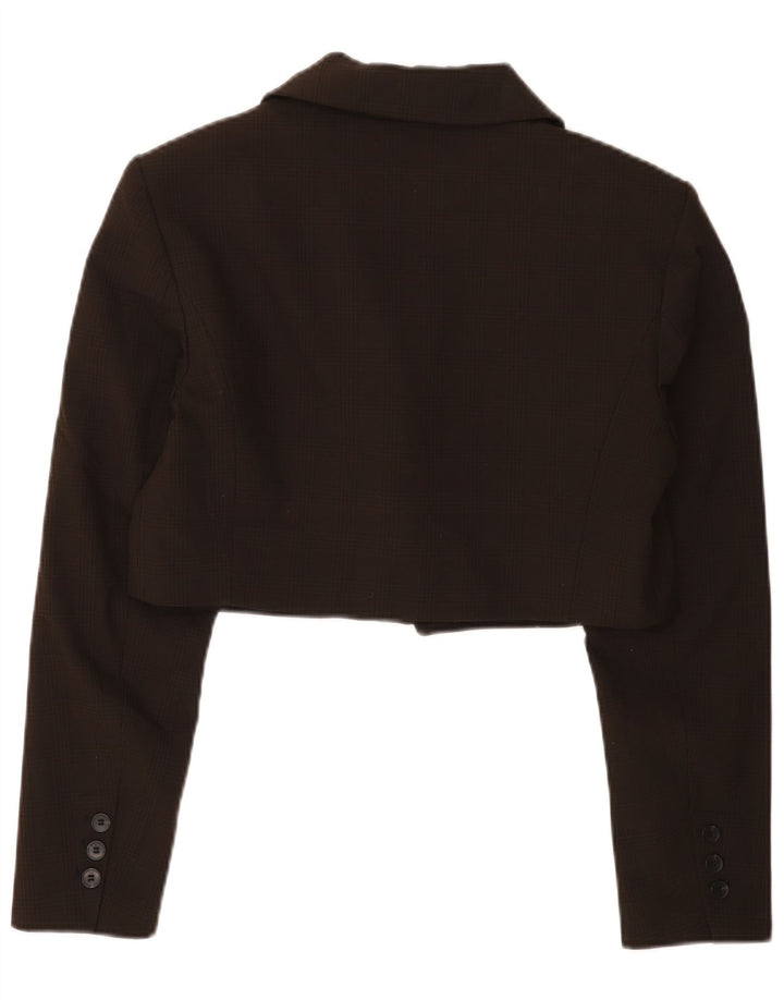 Zara Γυναικείο σακάκι σακάκι με 1 κουμπί UK 16 Large Brown Check Polyester