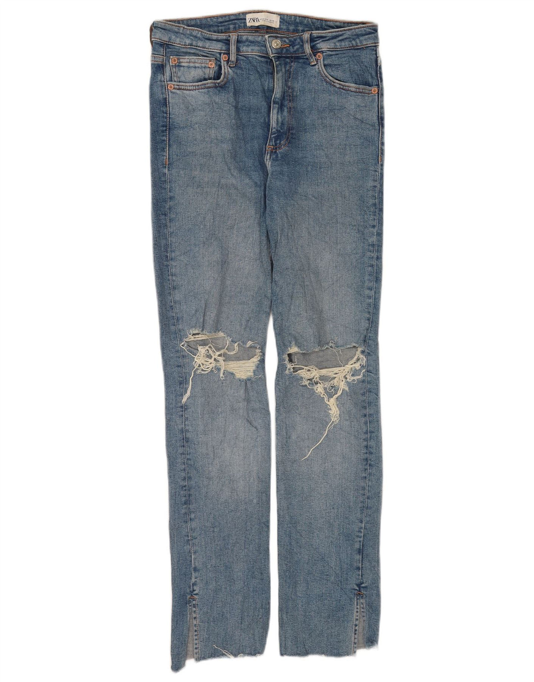 Zara Γυναικεία Distressed Slim Jeans EU 40 Medium W30 L31 Blue Cotton