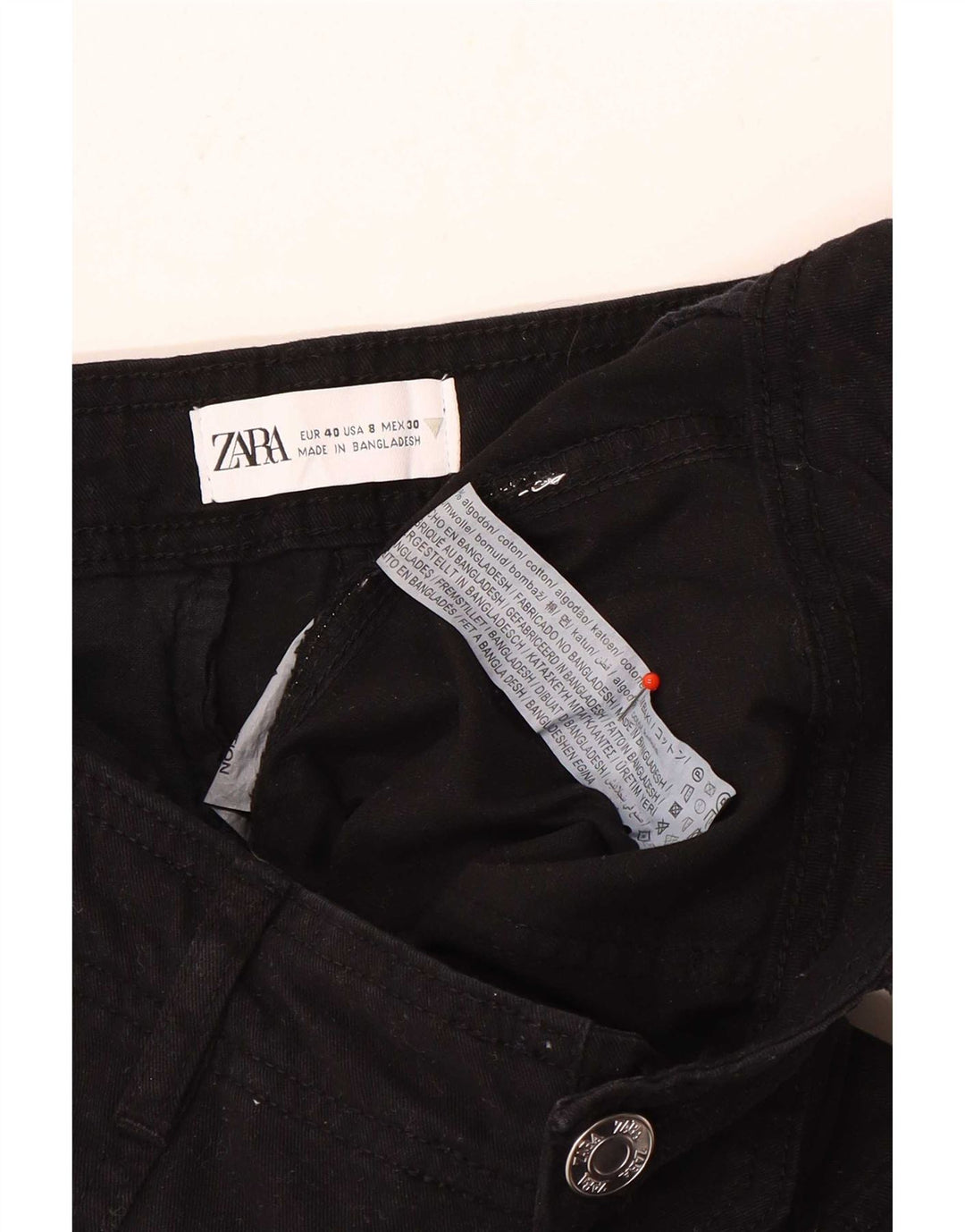Zara Γυναικείο ίσιο παντελόνι Cargo EU 40 Medium W30 L31 Μαύρο βαμβακερό