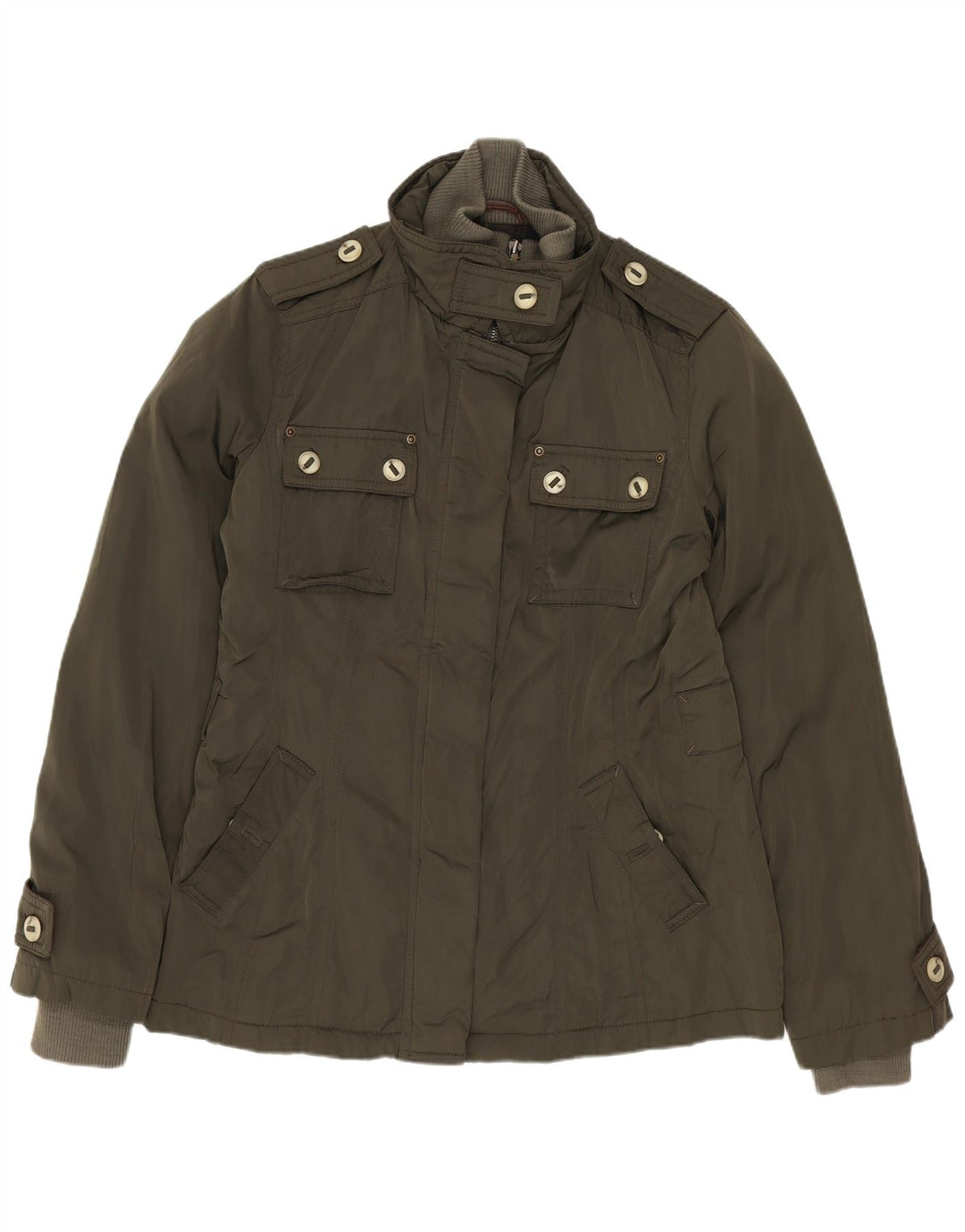 MASSIMO DUTTI Γυναικείο Military Jacket UK 14 Medium Khaki Polyester