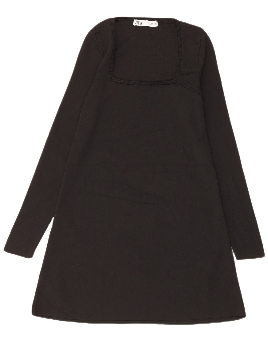 Zara Γυναικείο μακρυμάνικο φόρεμα A-Line UK 10 Small Black Polyester