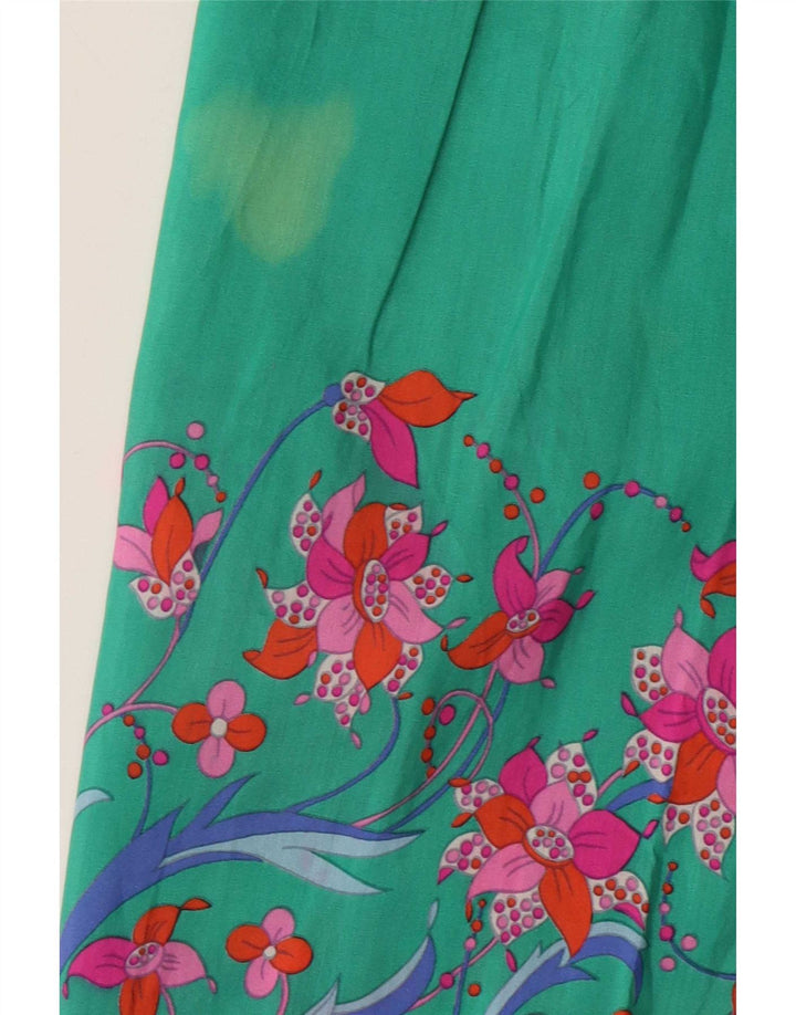Vintage Γυναικεία Flared Φούστα W28 Μεσαία Πράσινη Floral