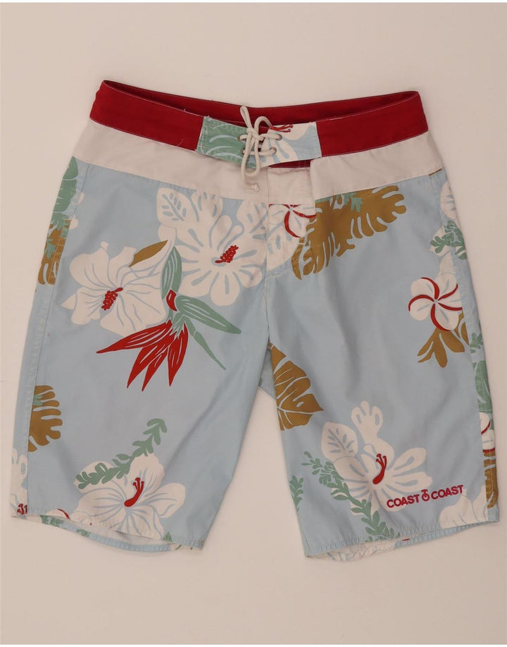 COAST Mens Swimming Shorts Large  Blue Floral Polyester Vintage Coast and Second-Hand Coast from Messina Hembry 