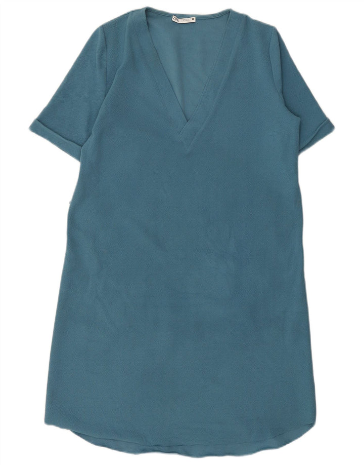 Zara Γυναικείο Oversized Shift φόρεμα UK 10 Small Blue