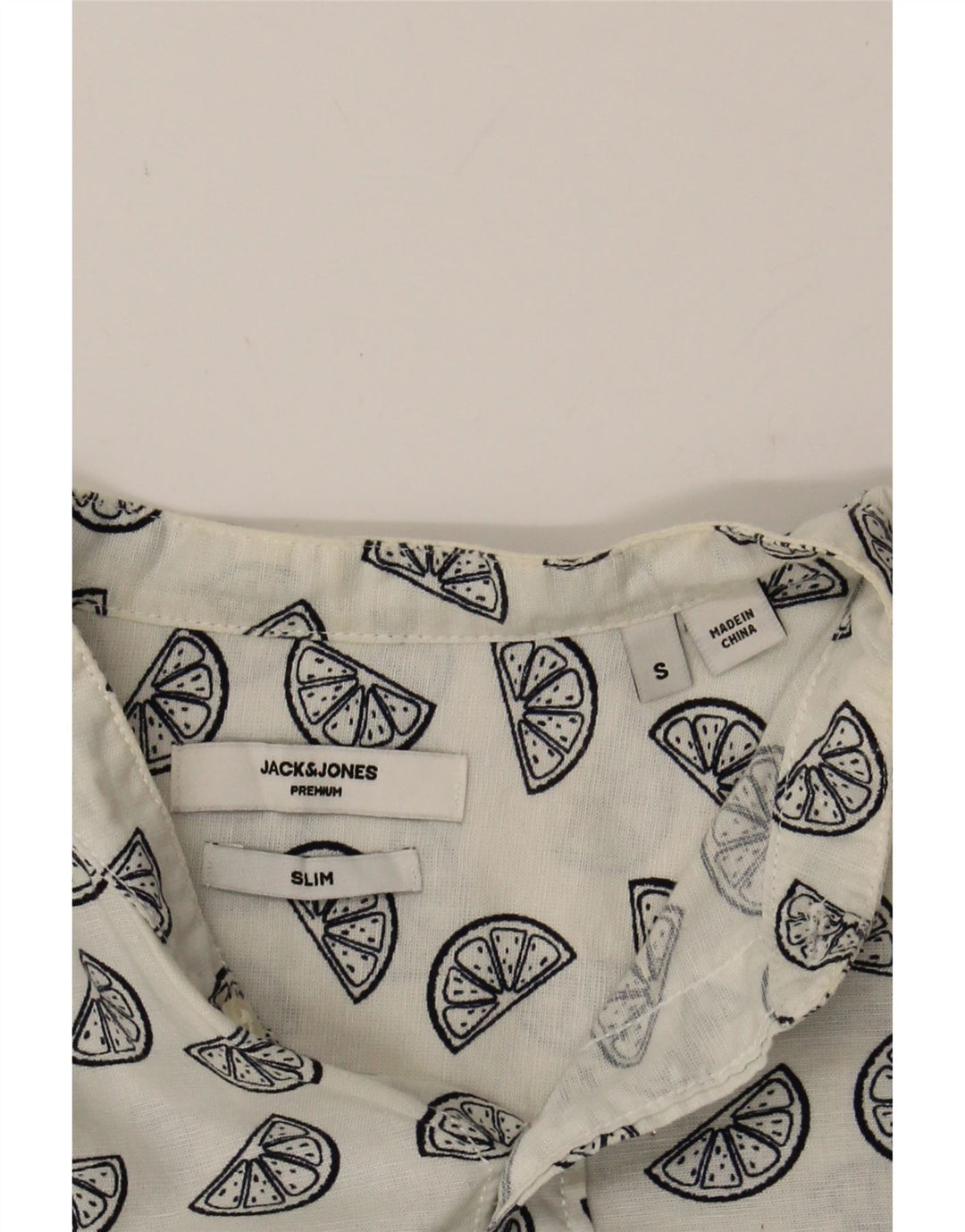 JACK & JONES Mens Abstract Pattern Slim Shirt Small Beige Cotton Vintage Jack & Jones and Second-Hand Jack & Jones from Messina Hembry 