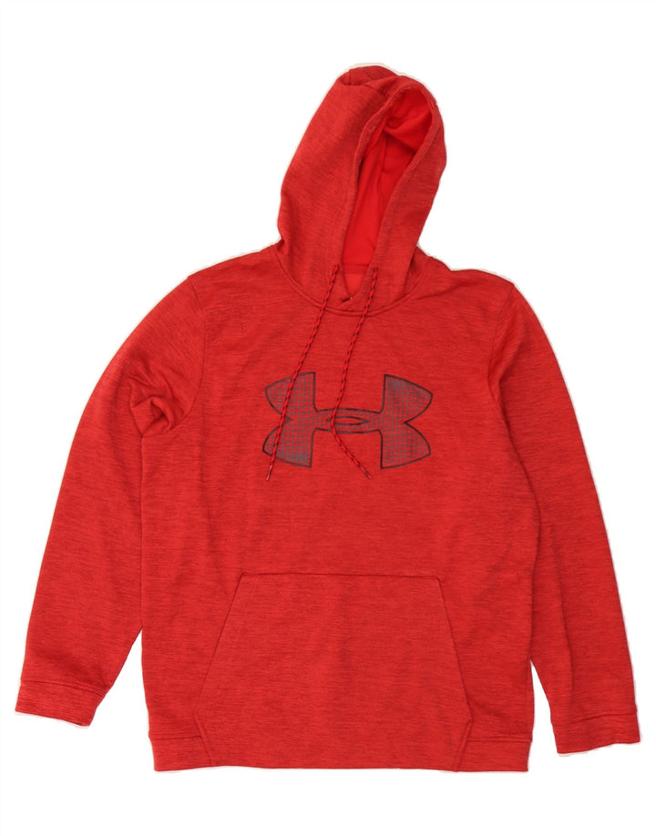 UNDER ARMOUR Mens Cold Gear Graphic Hoodie Jumper Medium Red Polyester Vintage Under Armour and Second-Hand Under Armour from Messina Hembry 