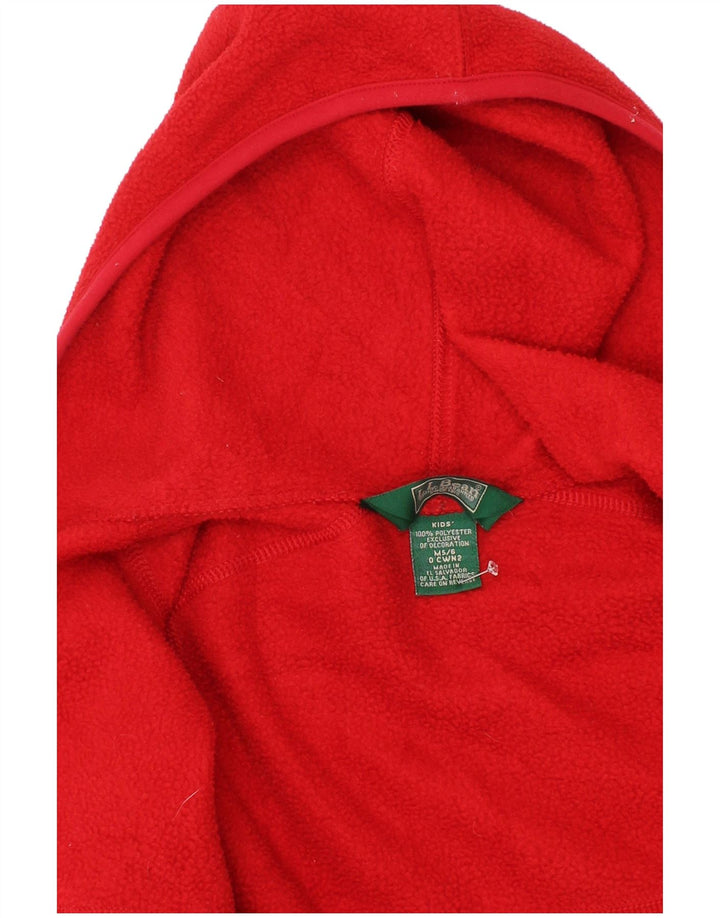 L.L.Bean Boys Hooded Fleece Jacket 5-6 Years Medium Red Polyester