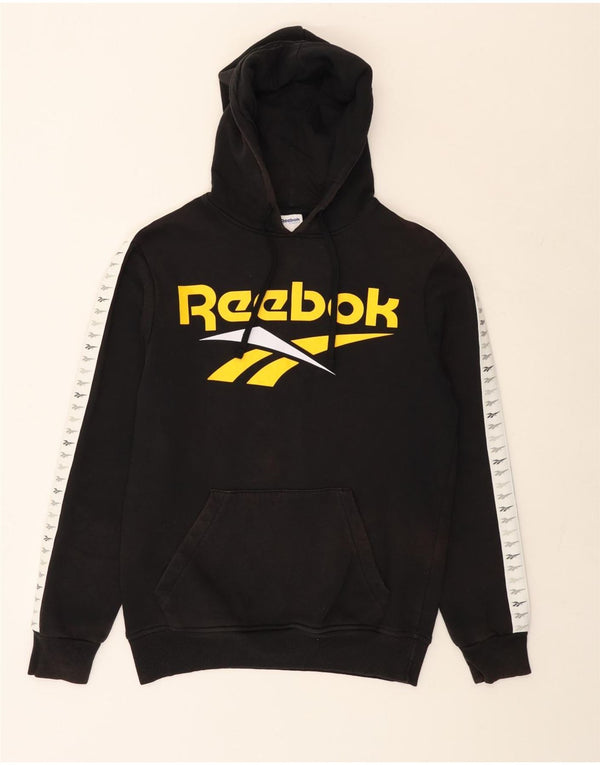 Ανδρικό REEBOK Classic Graphic Hoodie Jumper Small Black Colourblock Βαμβακερό