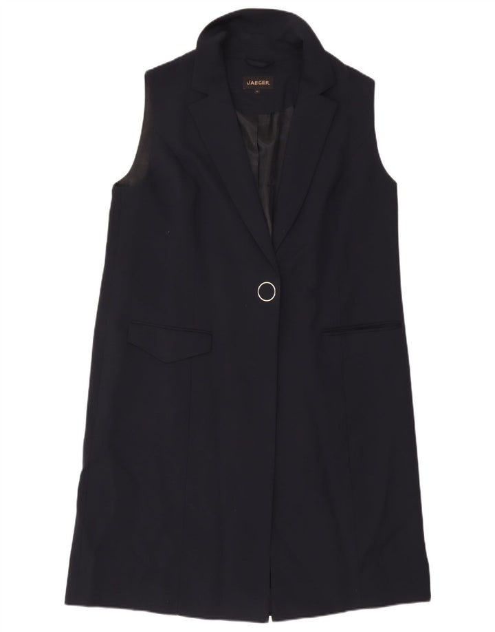 Jaeger Γυναικείο Longline Αμάνικο Μπουφάν UK 16 Large Navy Blue