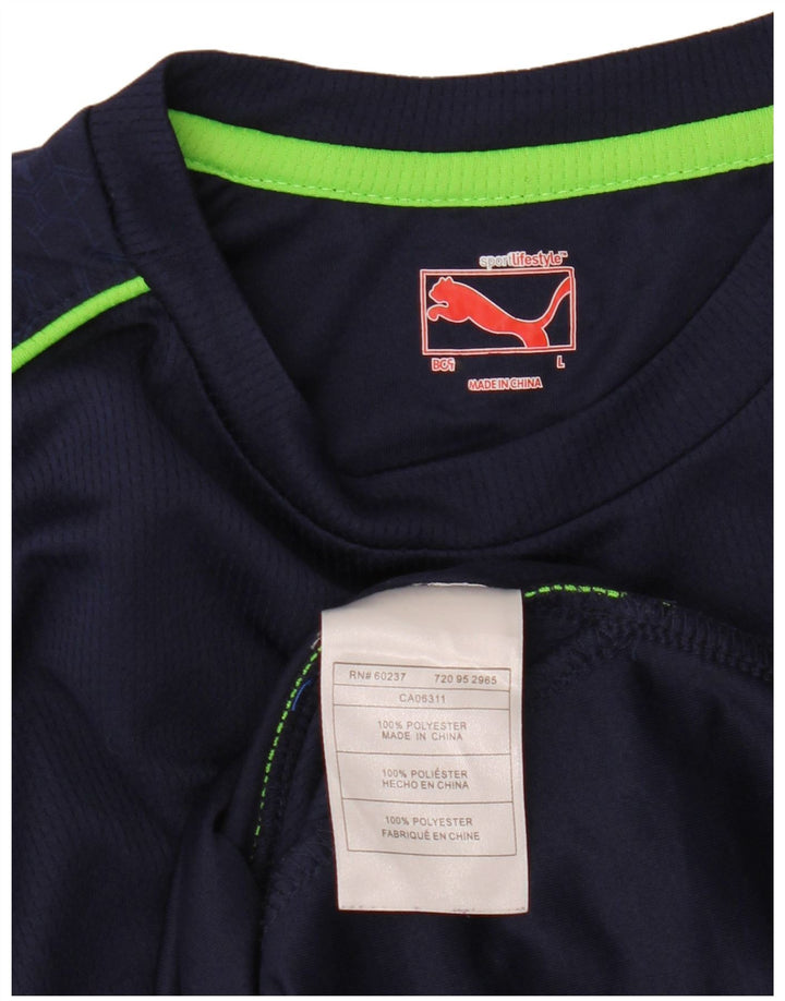 Puma Boys Graphic T-Shirt Top 11-12 Years Large Navy Blue ριγέ πολυεστέρας