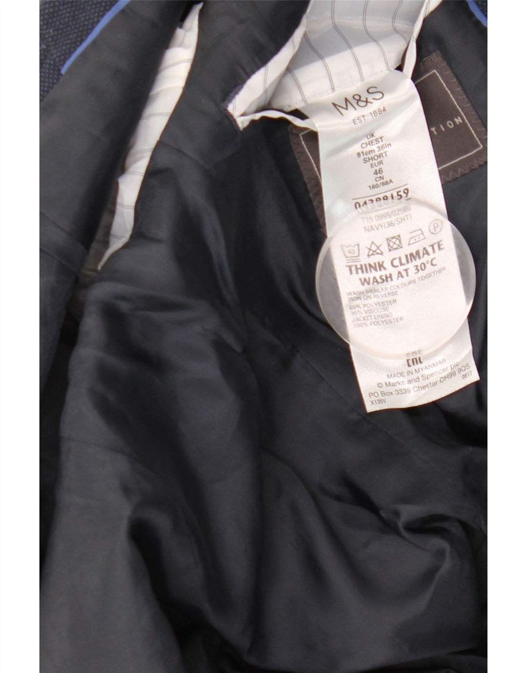 Marks & Spencer Ανδρικό μπουφάν μπλέιζερ με 2 κουμπιά Slim Fit UK 36 Small Navy Blue