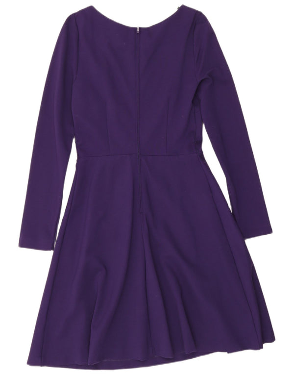Warehouse Γυναικείο μακρυμάνικο φόρεμα A-Line UK 10 Small Purple Viscose