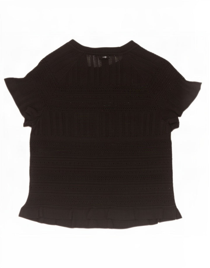 Zara Γυναικεία Πλεκτή Μπλούζα Τοπ UK 12 Medium Black