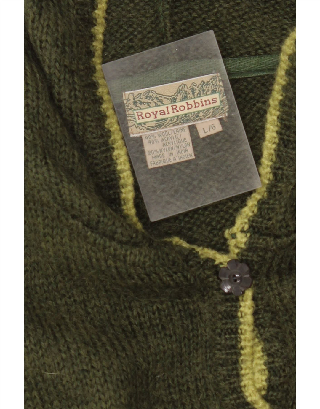 Γυναικείο πουλόβερ με κουκούλα ROYAL ROBBINS UK 16 Large Green Fair Isle