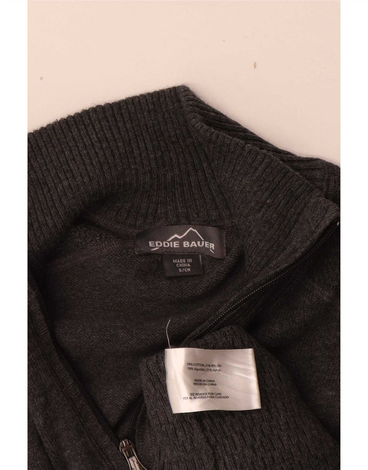 Ανδρικό πουλόβερ με φερμουάρ Eddie Bauer Μικρό γκρι βαμβακερό