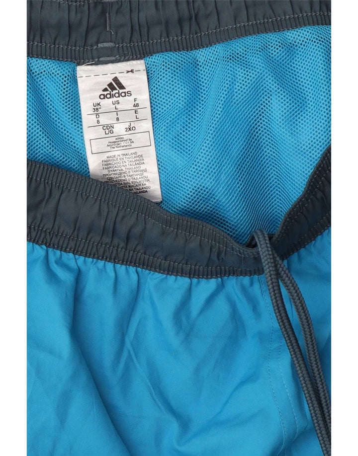 Ανδρικό γραφικό αθλητικό σορτς Adidas μεγάλο μπλε χρώματος πολυεστέρας