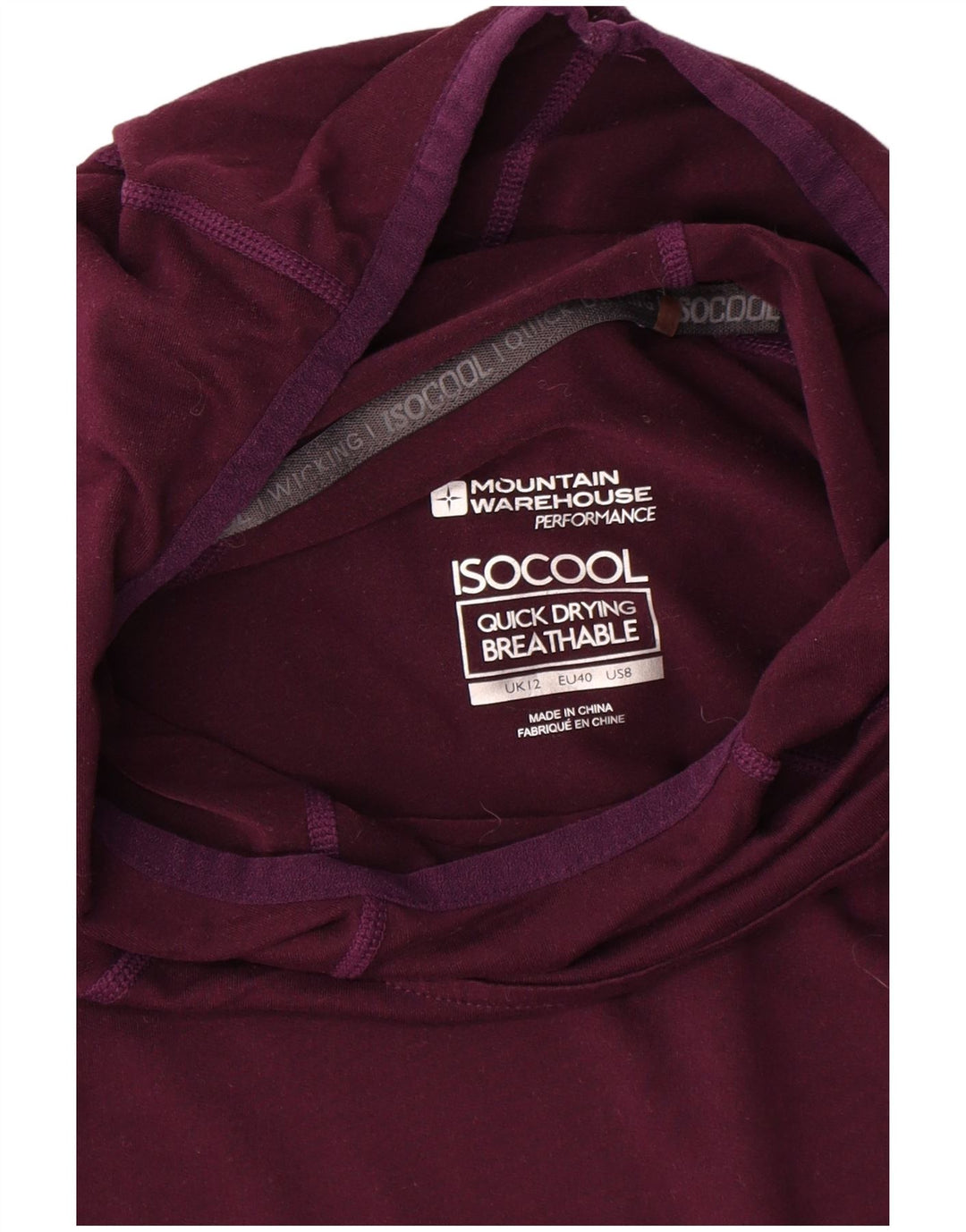 Mountain Warehouse Γυναικείο IsoCool Top μακρυμάνικο UK 12 Medium Burgundy