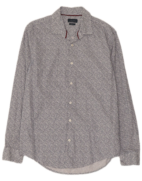 Ανδρικό πουκάμισο Zara Slim Fit Medium Blue Floral Βαμβακερό