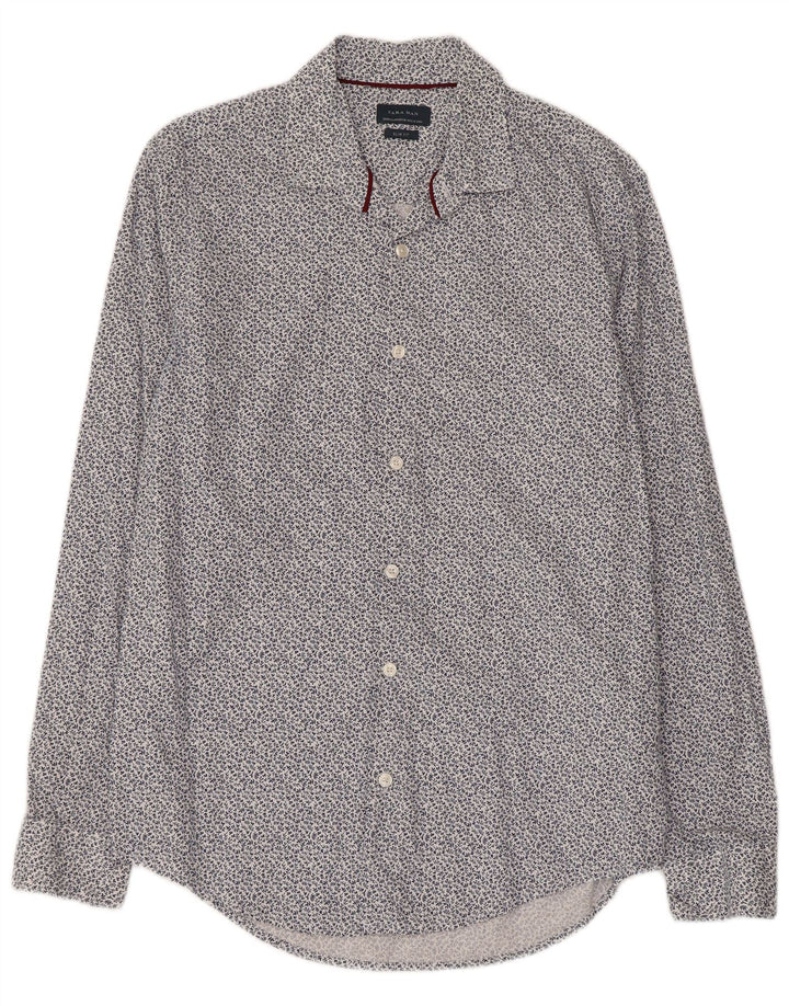 Ανδρικό πουκάμισο Zara Slim Fit Medium Blue Floral Βαμβακερό