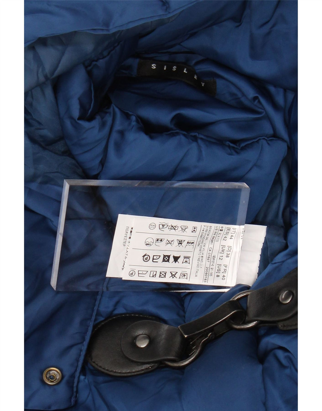 Γυναικείο μπουφάν SISLEY με κουκούλα με επένδυση UK 12 Medium Blue Polyester
