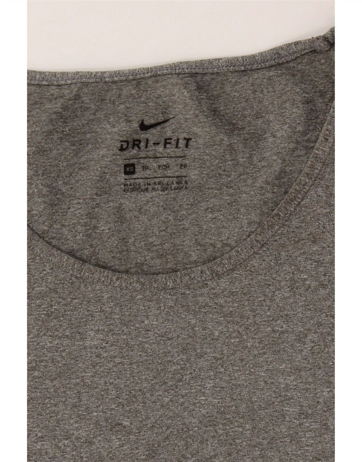 NIKE Womens Dri Fit T-Shirt Top UK 6 XS Grey Polyester Vintage Nike and Second-Hand Nike from Messina Hembry 